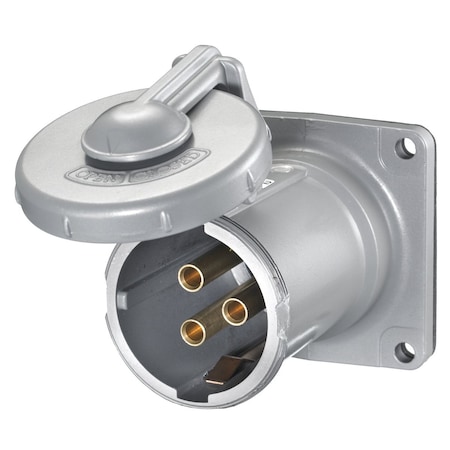 Hubbell Wiring Device-Kellems Pin & Sleeve Receptacle, 100 A, 600V AC, Single Phase, 3 Pole, Style 1 Grounding, NEMA 3, 4, 4X HBL4100RS1WR